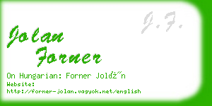 jolan forner business card